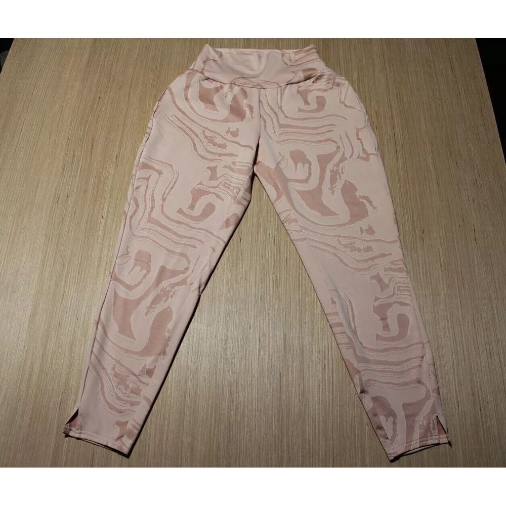 Gymshark Womens S GS Power Bottoms Light Pink Marble Print‎ Gym Pants